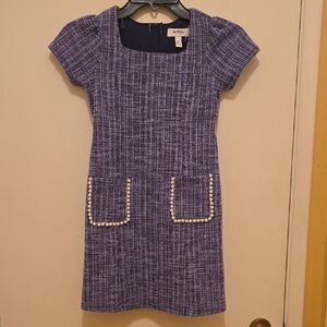 Speechless Purple Tweed Pearl-Trim Kids Formal Dress